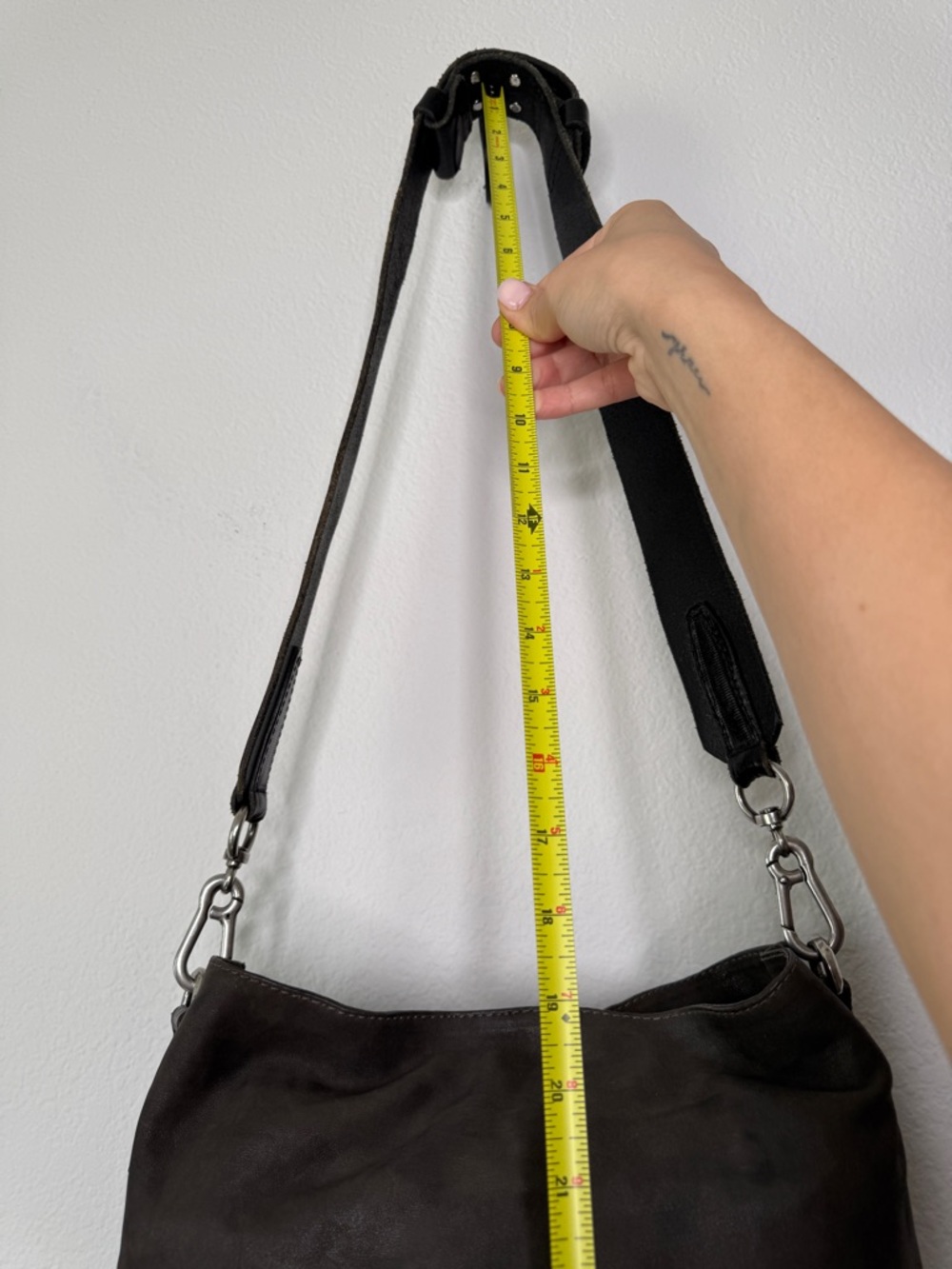 A.S.98 Studded Leather Bucket Bag Gray Brown Distressed Zipper Compartment - Picture 15 of 15
